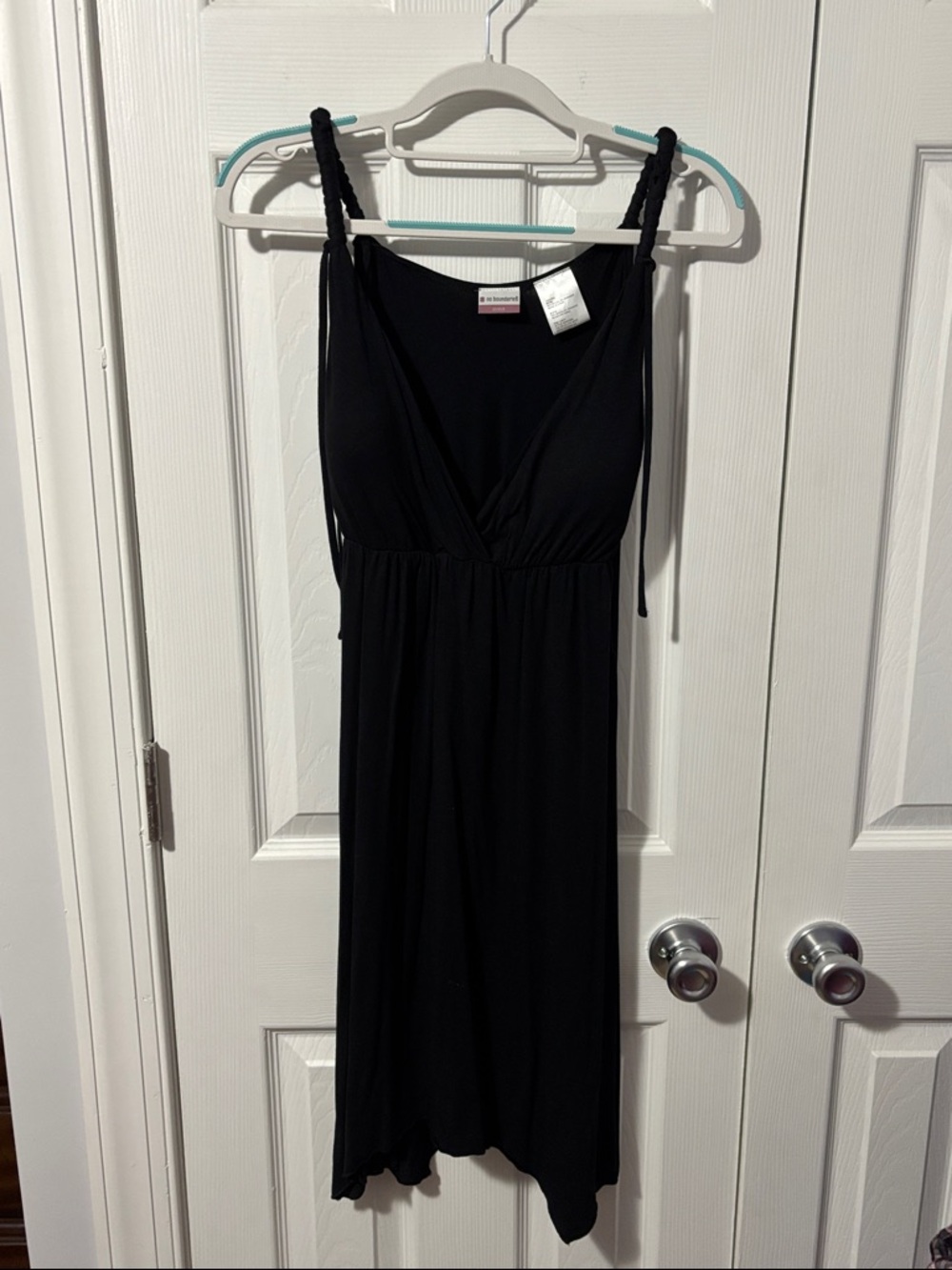 No Boundaries Black Wrap V-Neck Braided Strap Maxi Dress